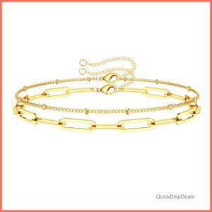 Adjustable Layered Bead Bracelet 14K Gold Plated Evil Eye Pearl Turtle